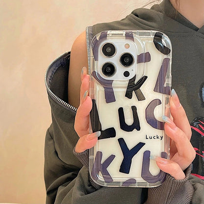 Cute Letter Lucky Smile Clear Soft TPU Compatible avec la coque iPhone