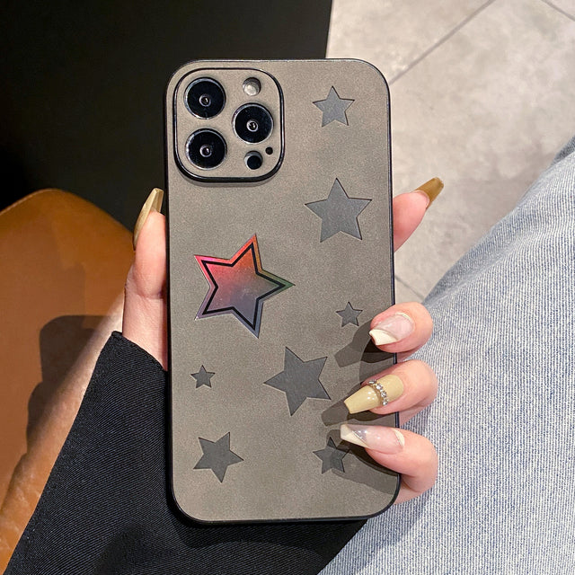 Luxury Retro Star Leather Compatible with iPhone Case
