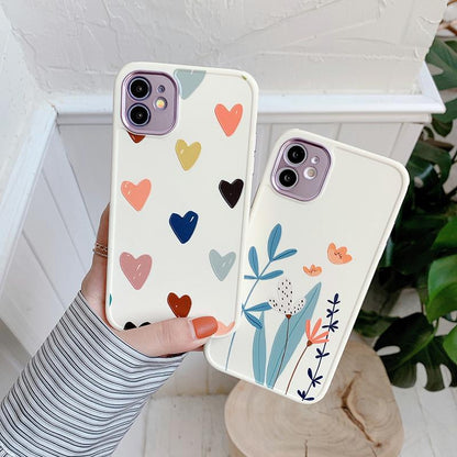 Flower Love Heart Matte Soft iPhone Case