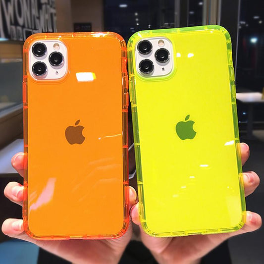 Carcasa suave transparente para iPhone a prueba de golpes Candy Color Bumper