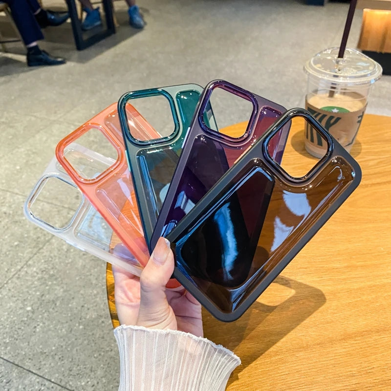 Cojín de aire transparente Jelly Pattern Candy Color compatible con funda para iPhone