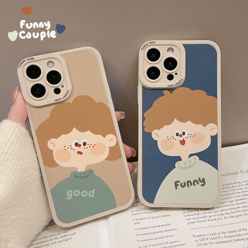 Cute Cartoon Couple Soft Compatible with iPhone Case
