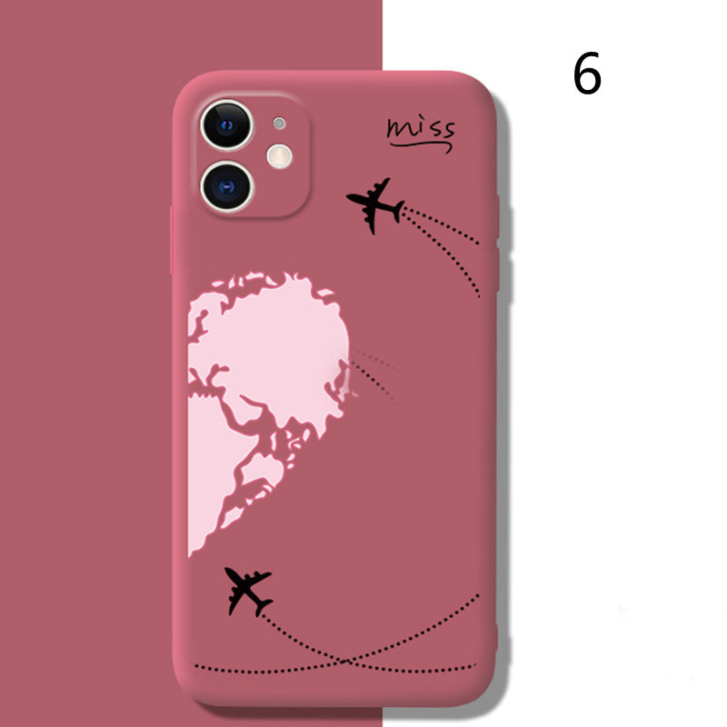 Fly Over Earth Fall In Love Pareja iPhone Case Back Cover (amarillo, verde claro, rosa rojo)