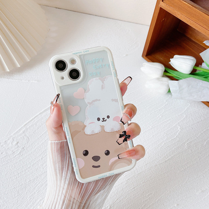 Cute Cartoon Bear Rabbit Silicone Soft Compatible with iPhone Case