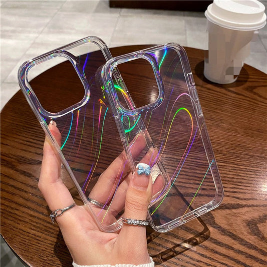 Aurora Laser Transparente Luxury Soft Clear Compatible con iPhone Case