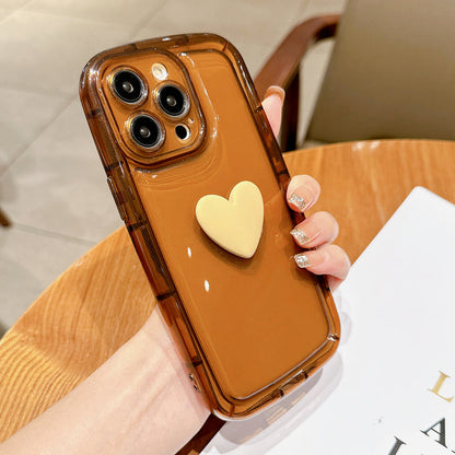 Candy Color Love Heart Soft Clear Compatible with iPhone Case