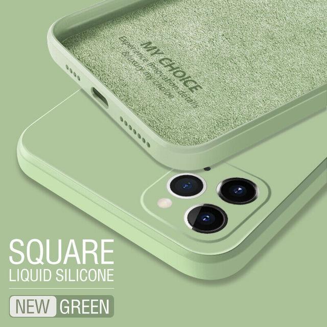Candy Color Square Edge Silicone Soft iPhone Case