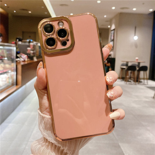 Luxury Square Gold Plating Compatible with iPhone Case