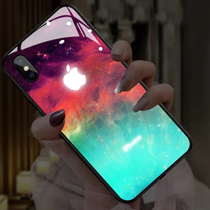 Vinilo o funda para iPhone Fashion Planet Starry Sky Led Light Up Recordar llamada entrante Temne Capered Glass