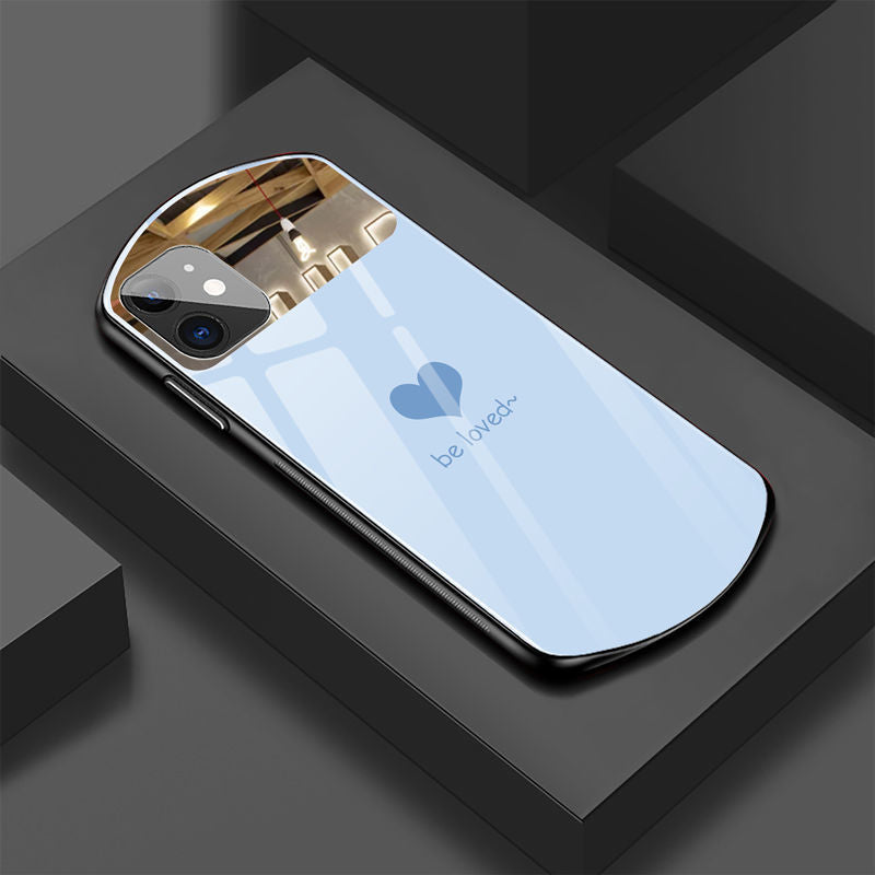 Luxury Mirror Oval Smile Tempered Glass iPhone Case