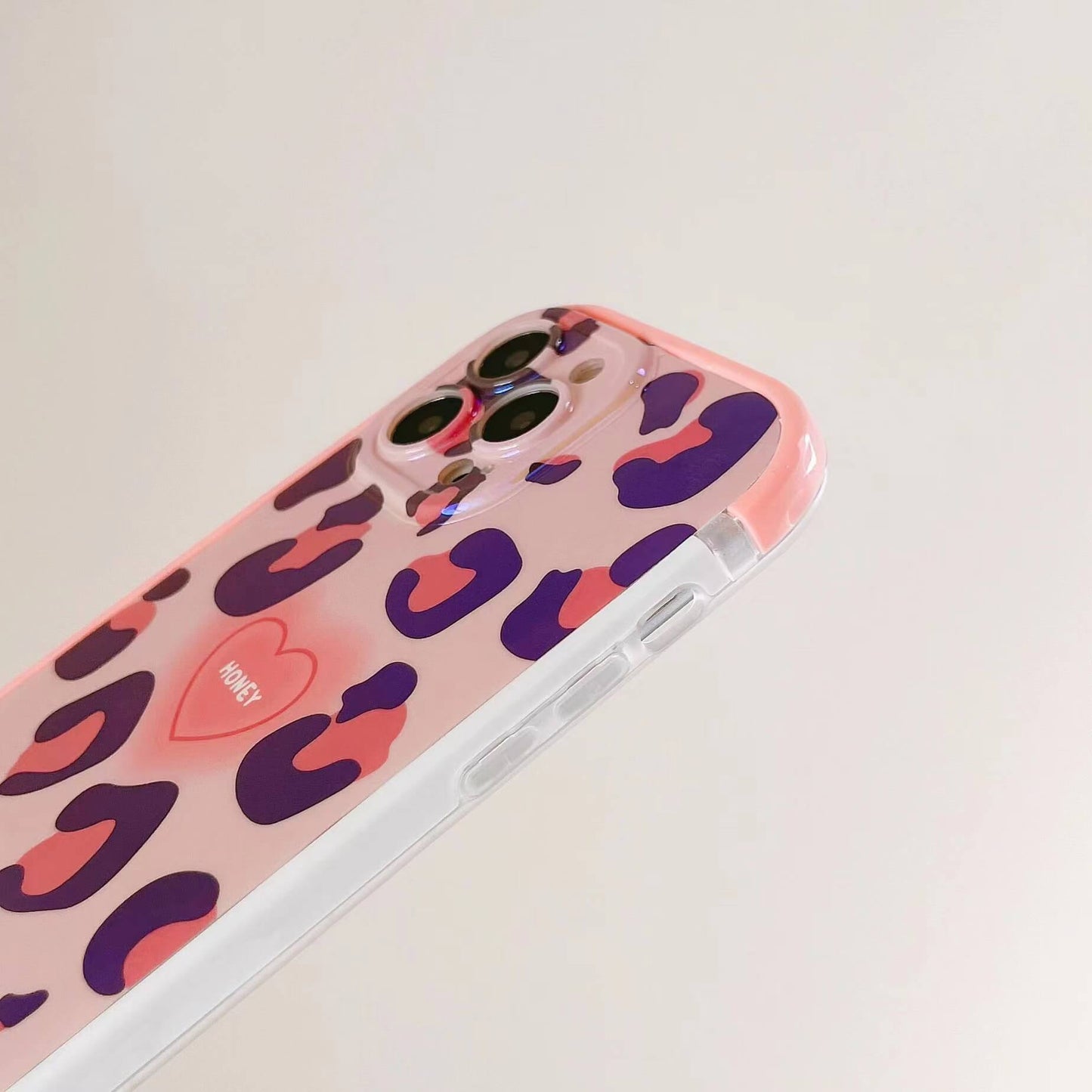 Vinilo o funda para iPhone Blu-ray de esquinas redondeadas de leopardo rosa