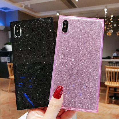 Square Edge Bling Glitter Powder Monochrome iPhone Case