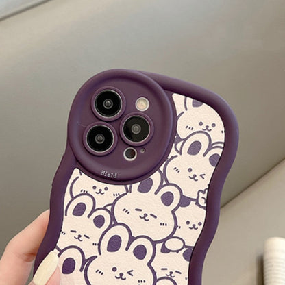 Cartoon Animal Cute Rabbit Wave Frame Compatible with iPhone Case