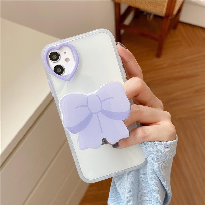 3D Bow Ring Holder Camera Protection Soft iPhone Case