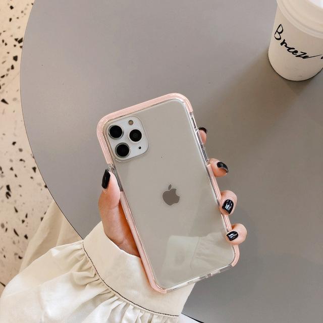 Candy Color Frame Transparent Clear Soft iPhone Case