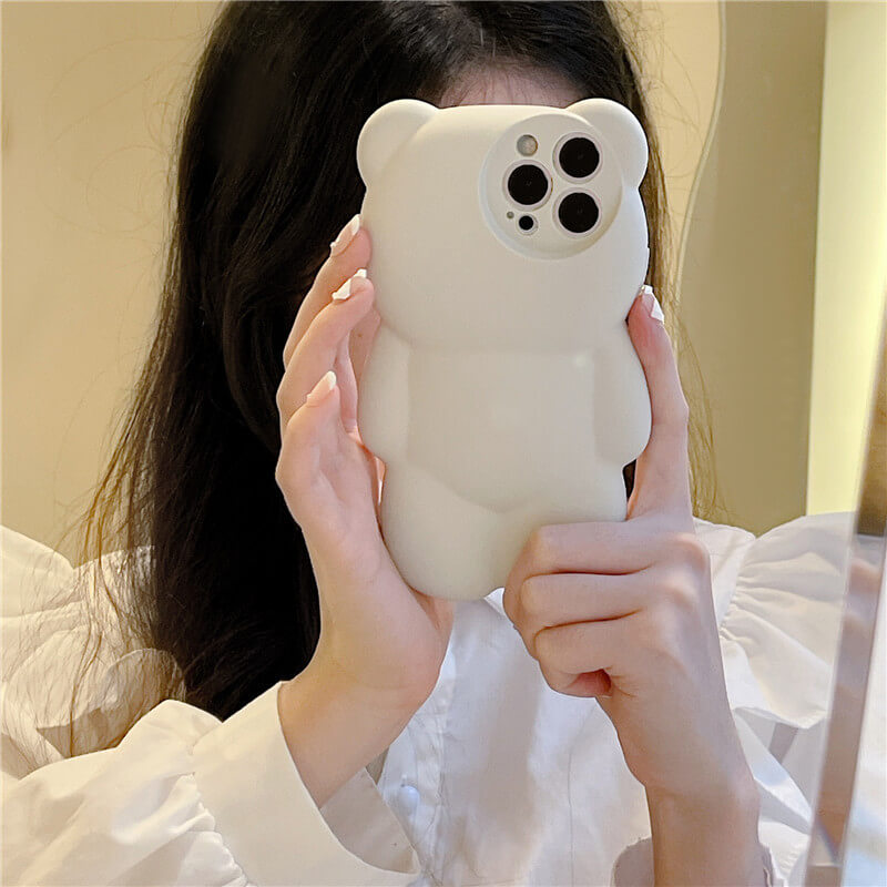 3D Cute Bear Lens Protection iPhone Case