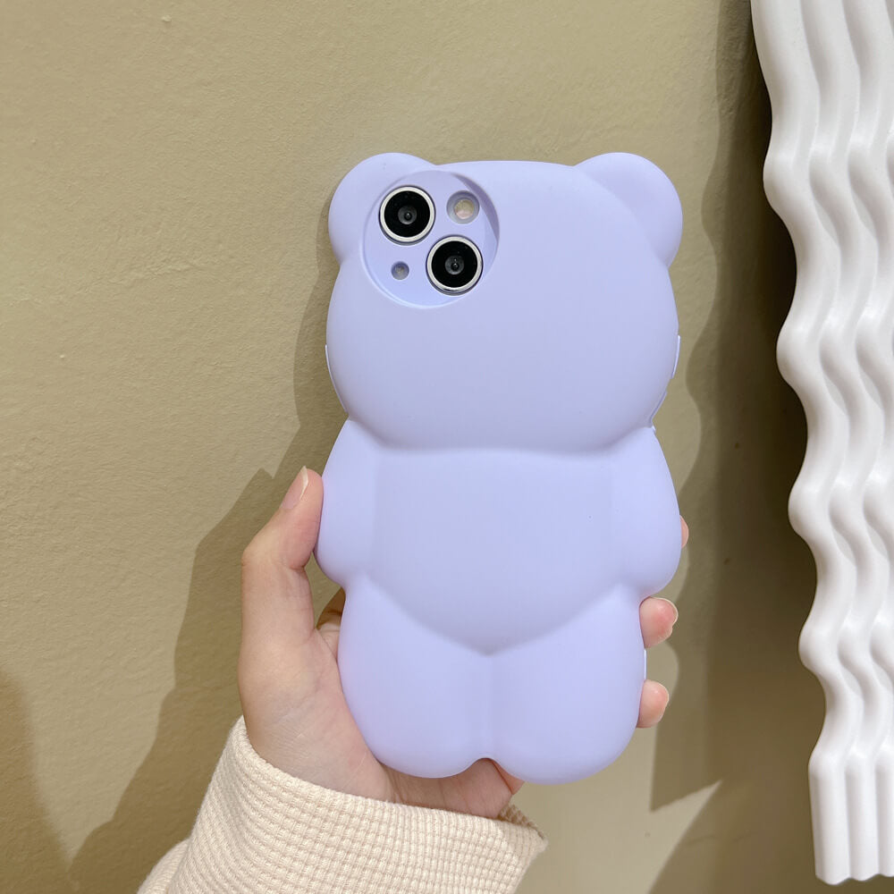 3D Cute Bear Lens Protection iPhone Case