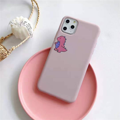 Cute Couples Dinosaur Silicone Soft iPhone Case