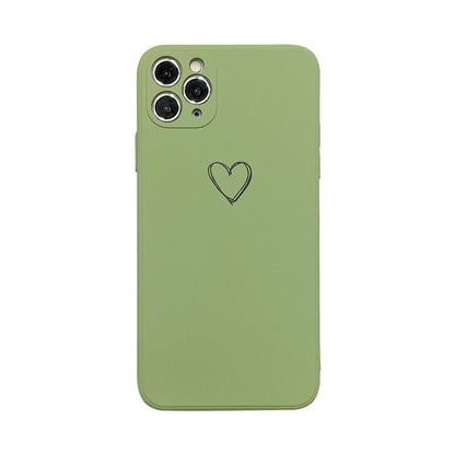 Candy Color Love Heart Square Silicone Soft iPhone Case