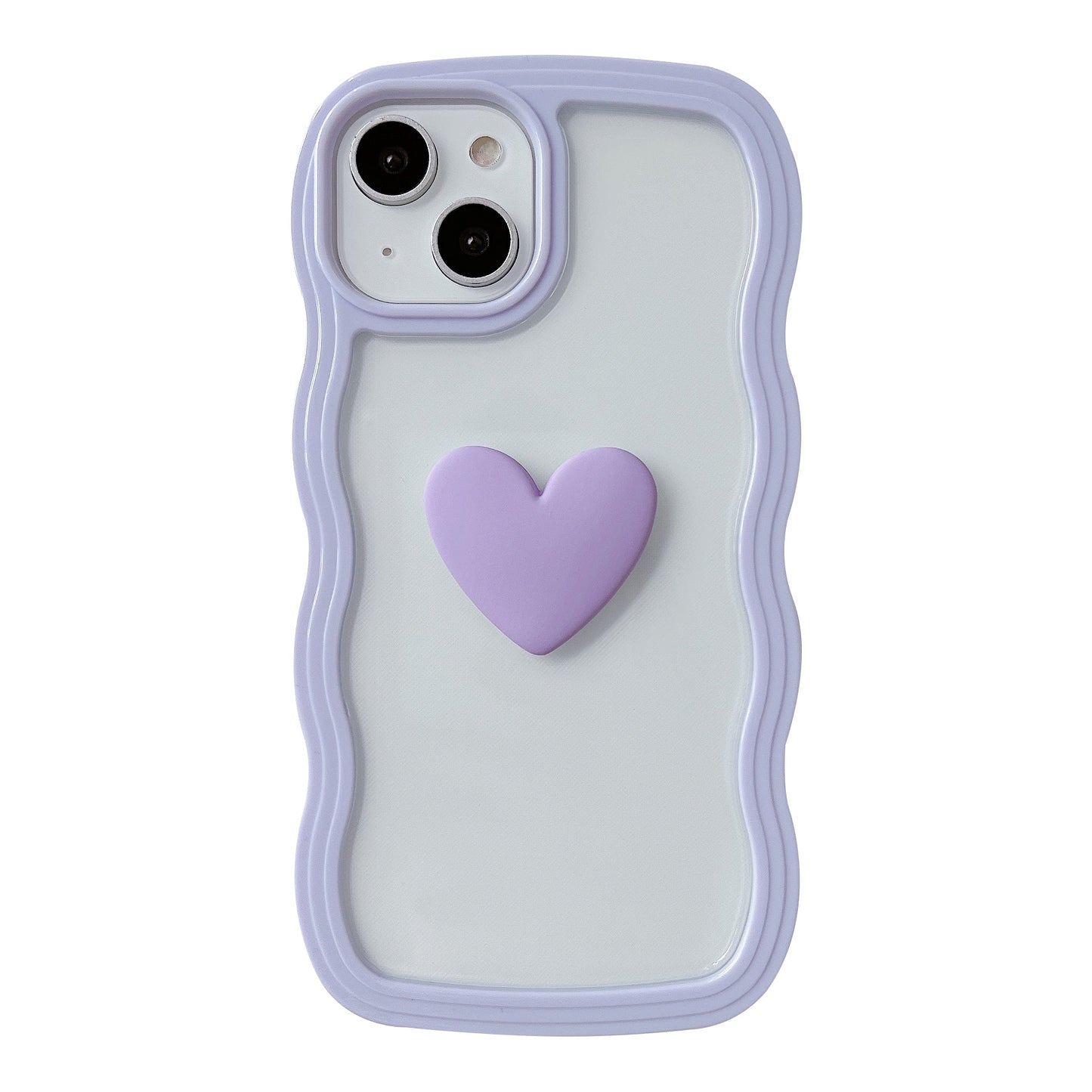 Marco ondulado rizado 3D Love Heart Clear Candy Color Compatible con iPhone Case