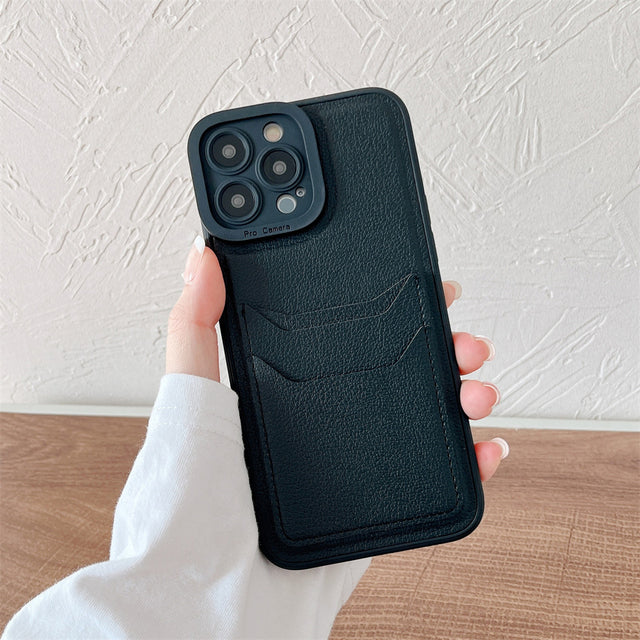 Porte-cartes en cuir compatible avec l'étui pour iPhone