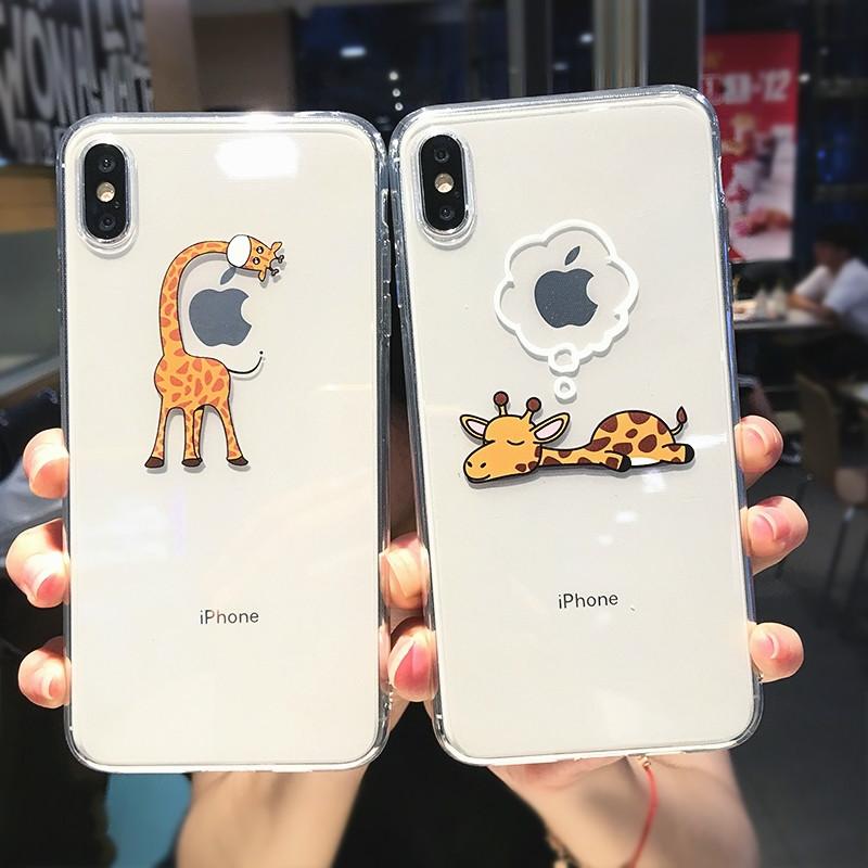 Cute Cartoon Giraffe Animal Clear Transparent Soft TPU iPhone Case