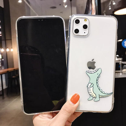 Creative Cartoon Simple Dinosaur Transparent Soft iPhone Case