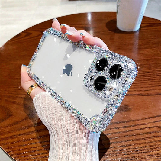 Glitter Bling Diamant Cristal Transparent Compatible avec Coque iPhone