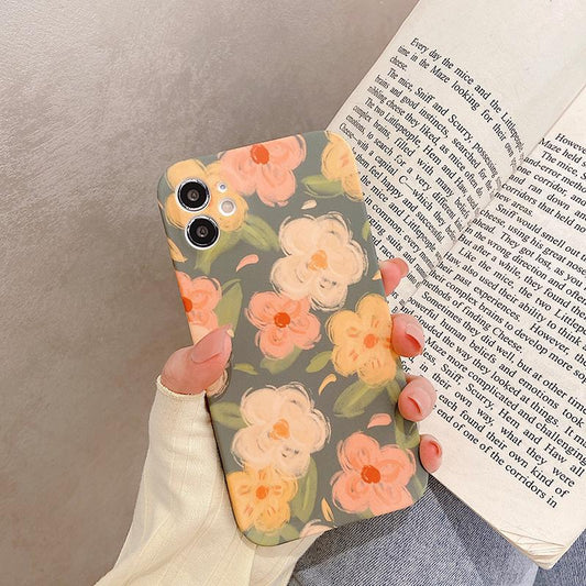 Oil Painting Flowers Silicone Soft iPhone Case