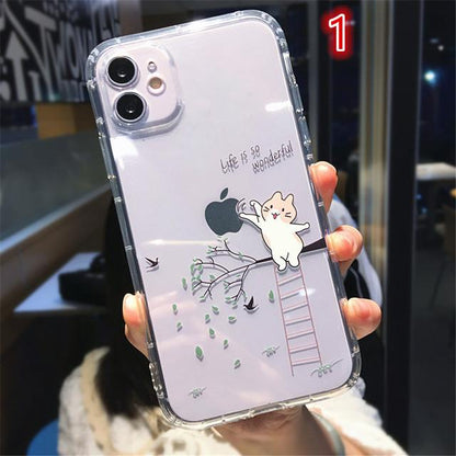 Dessin animé jouant repos chat lapin doux transparent clair Coque et skin adhésive iPhone