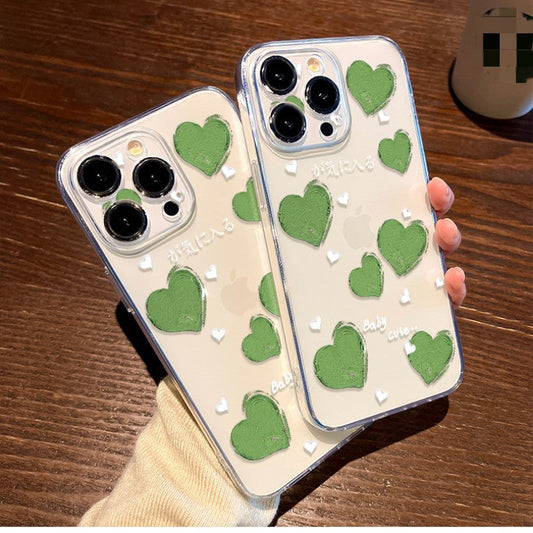 Pintura al Óleo Amor Corazón Silicona Transparente Compatible con iPhone Case
