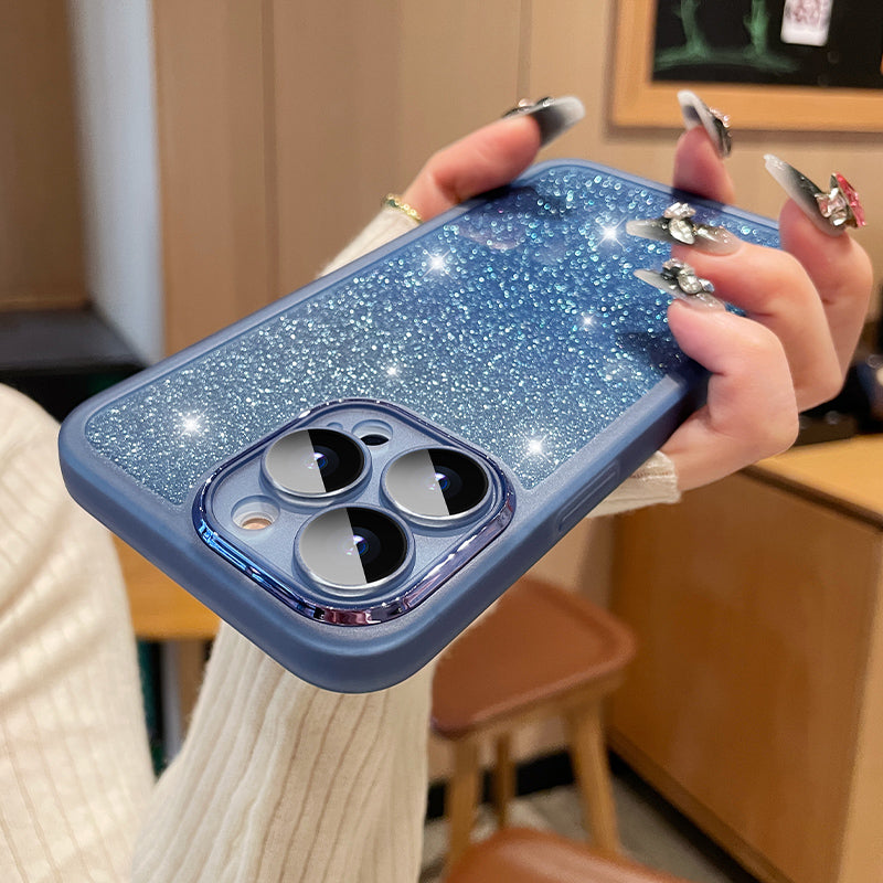Funda de lujo transparente a prueba de golpes con purpurina suave compatible con iPhone