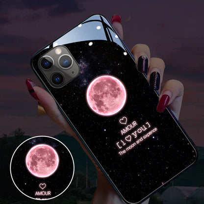 Dazzling Love Heart Appel entrant Light Up Glass Coque et skin adhésive iPhone
