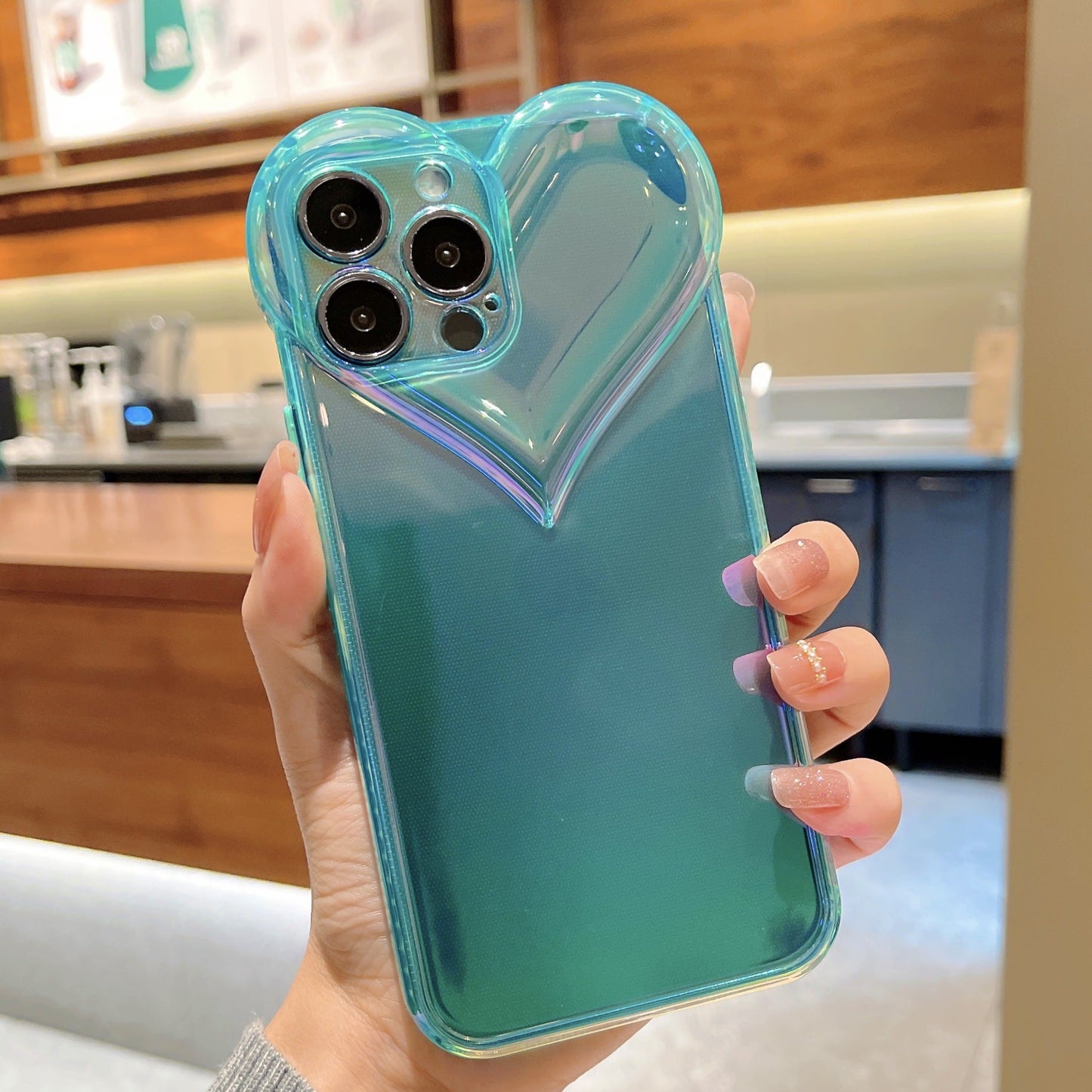 3D Love Heart Cámara Láser Compatible con iPhone Case