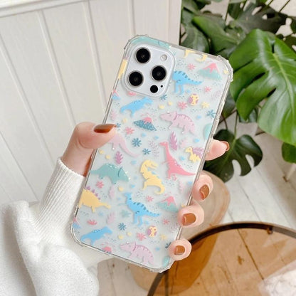 Cartoon Cute Colorful Dinosaur Soft Clear iPhone Case