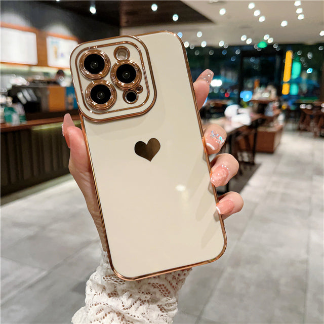 Revestimiento de lujo Square Love Heat Compatible con iPhone Case