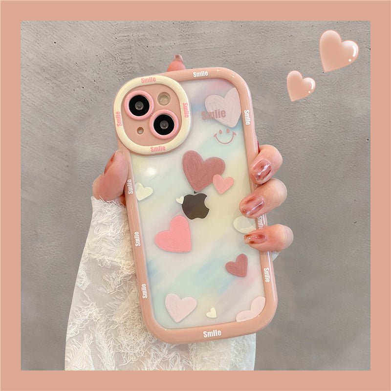 Cute Love Heart Smile Face Camera Protection Clear Compatible with iPhone Case
