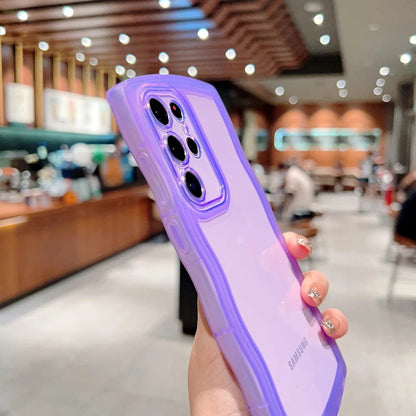 Mignon Curly Wave Transparent Compatible avec Samsung Case 