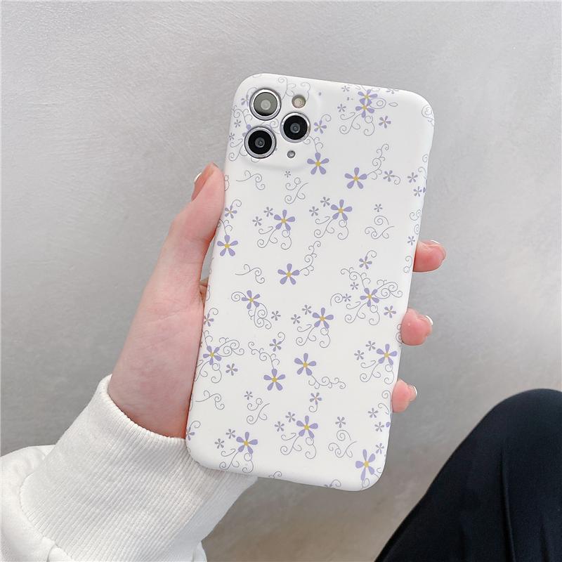 Cute Purple Floral Silicone Soft iPhone Case