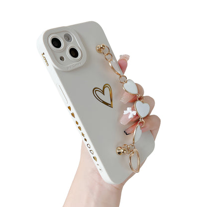 Lindo amor corazón correa de muñeca cadena pulsera suave compatible con iPhone Case
