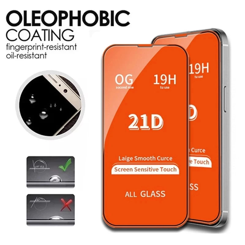 3PCS 21D Tempered Glass Full Cover Compatible with iPhone Screen Protectors