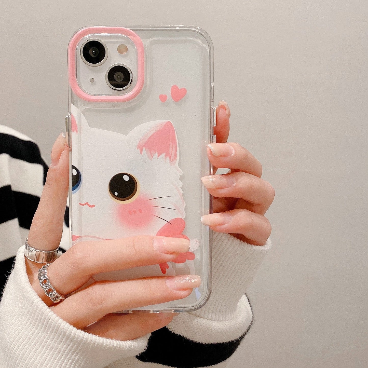 Dessin animé mignon animal chat transparent compatible avec l'étui pour iPhone