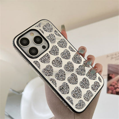 Love Heart Diamonds Antichoc Silicone Compatible avec Coque iPhone