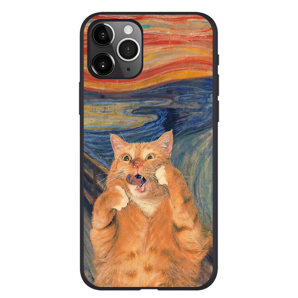 Art Peinture à l'huile Orange Cat Style rétro Coque et skin adhésive iPhone