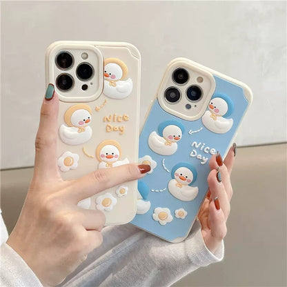 Cute 3D Cartoon Duck Compatible with iPhone Case