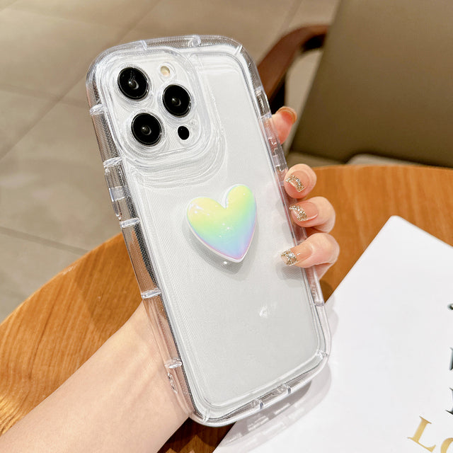 Candy Color Love Heart Soft Clear Compatible con iPhone Case