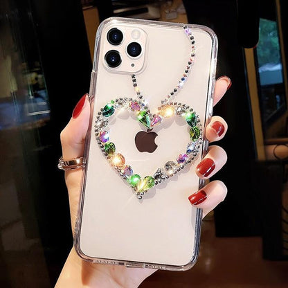 Vinilo o funda para iPhone Glitter Diamond Love Heart transparente