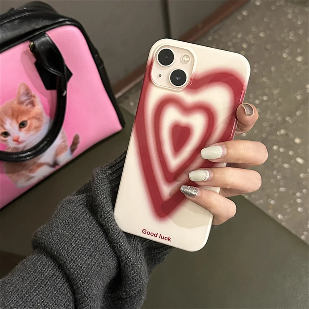 Red Love Heart Silicone Soft Compatible with iPhone Case