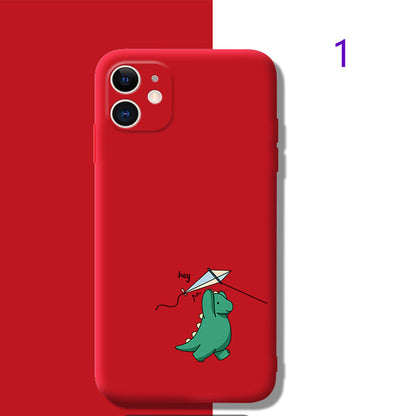 Cute Fly A Kite Dinosaur Silicone iPhone Case Back Cover