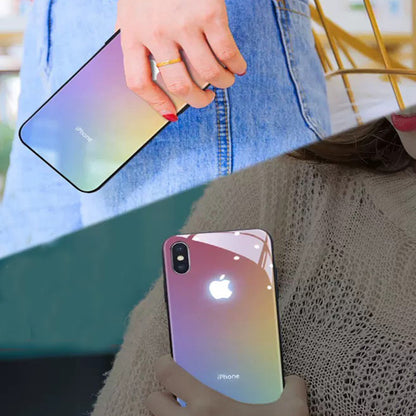 Dégradé coloré Led s'allume pour rappeler l'appel entrant Temne Capred Glass Coque et skin adhésive iPhone